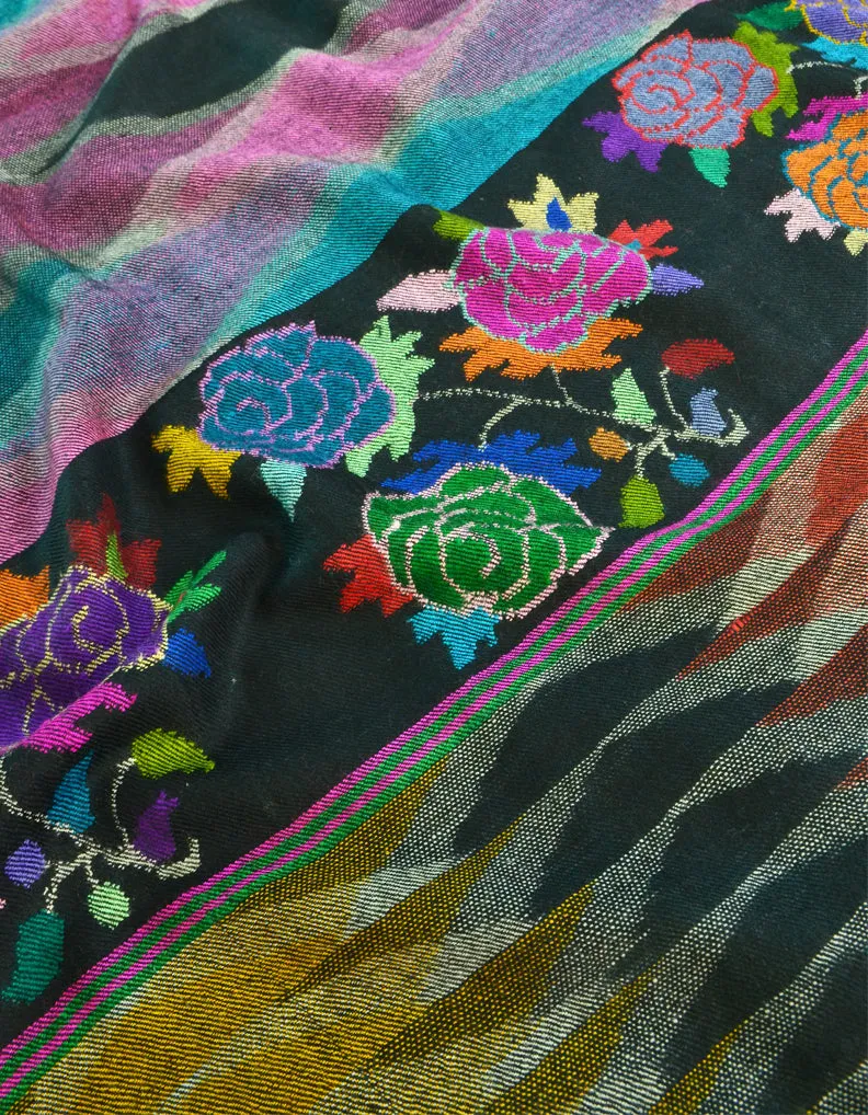 Black, Pink & Blue Kani Pashmina Shawl 5420
