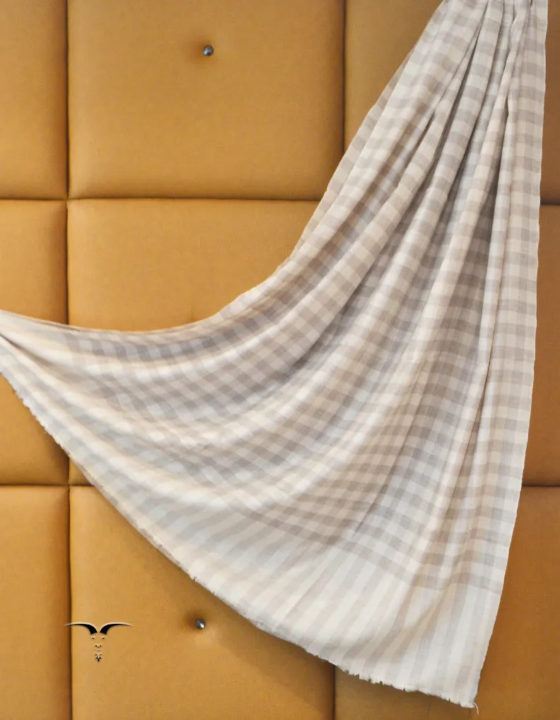 Check Pashmina Shawl White & Natural 5203