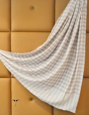 Check Pashmina Shawl White & Natural 5203