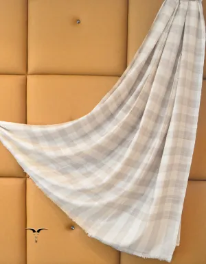 Check Pashmina Shawl White & Natural 5206