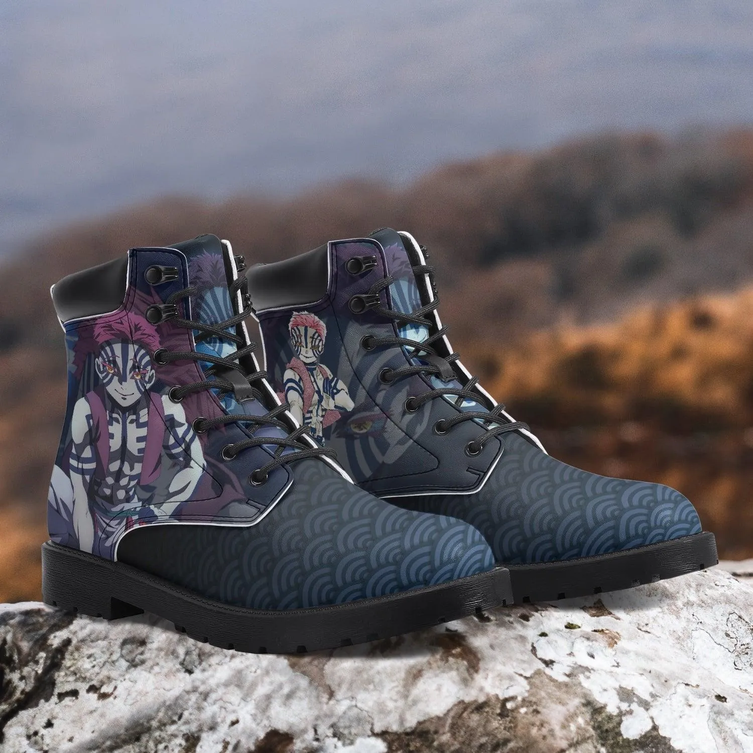 Demon Slayer Akaza Casual Leather Boots Anime Shoes