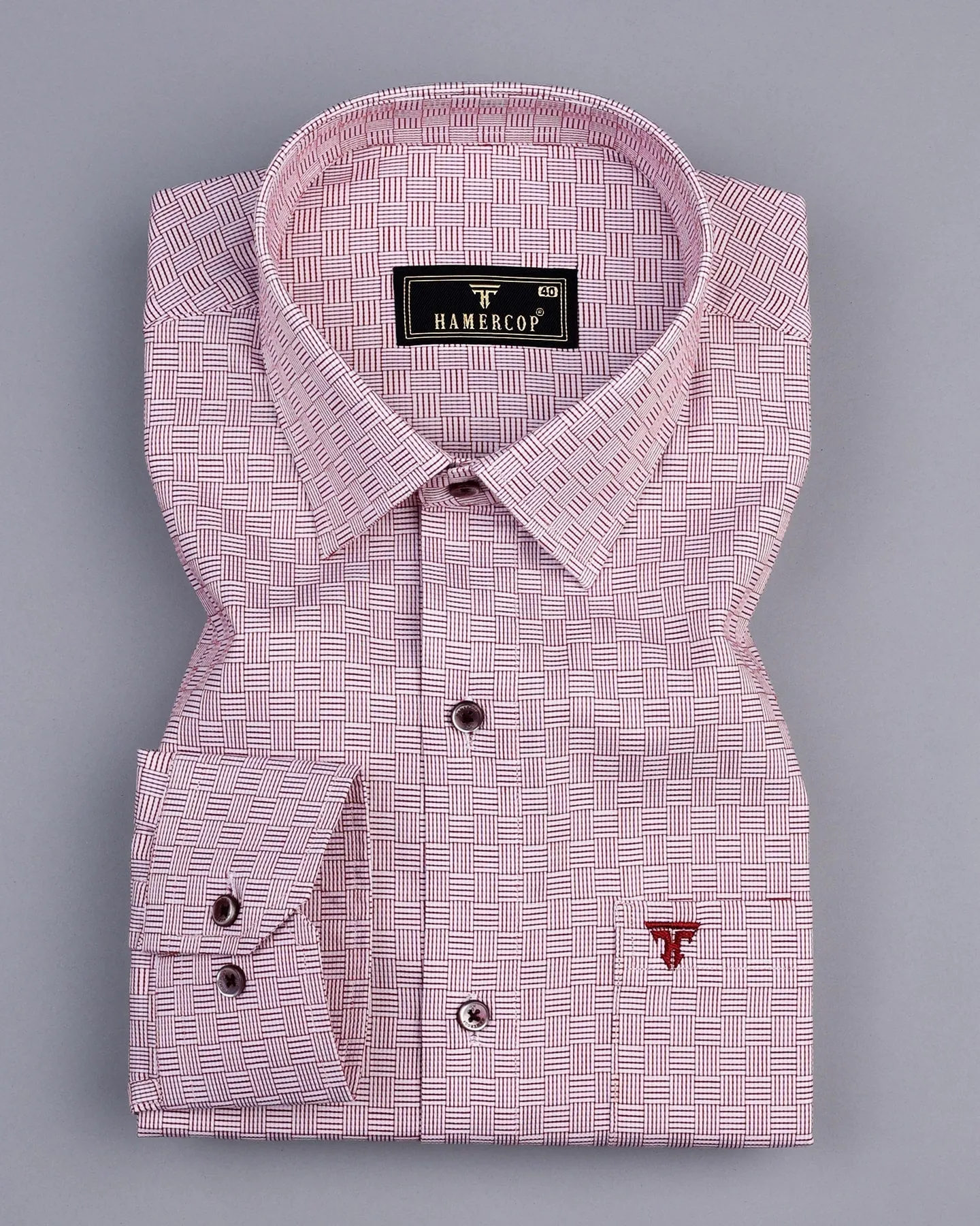 Devon Maroon With White Box Premium Cotton Gizza Shirt