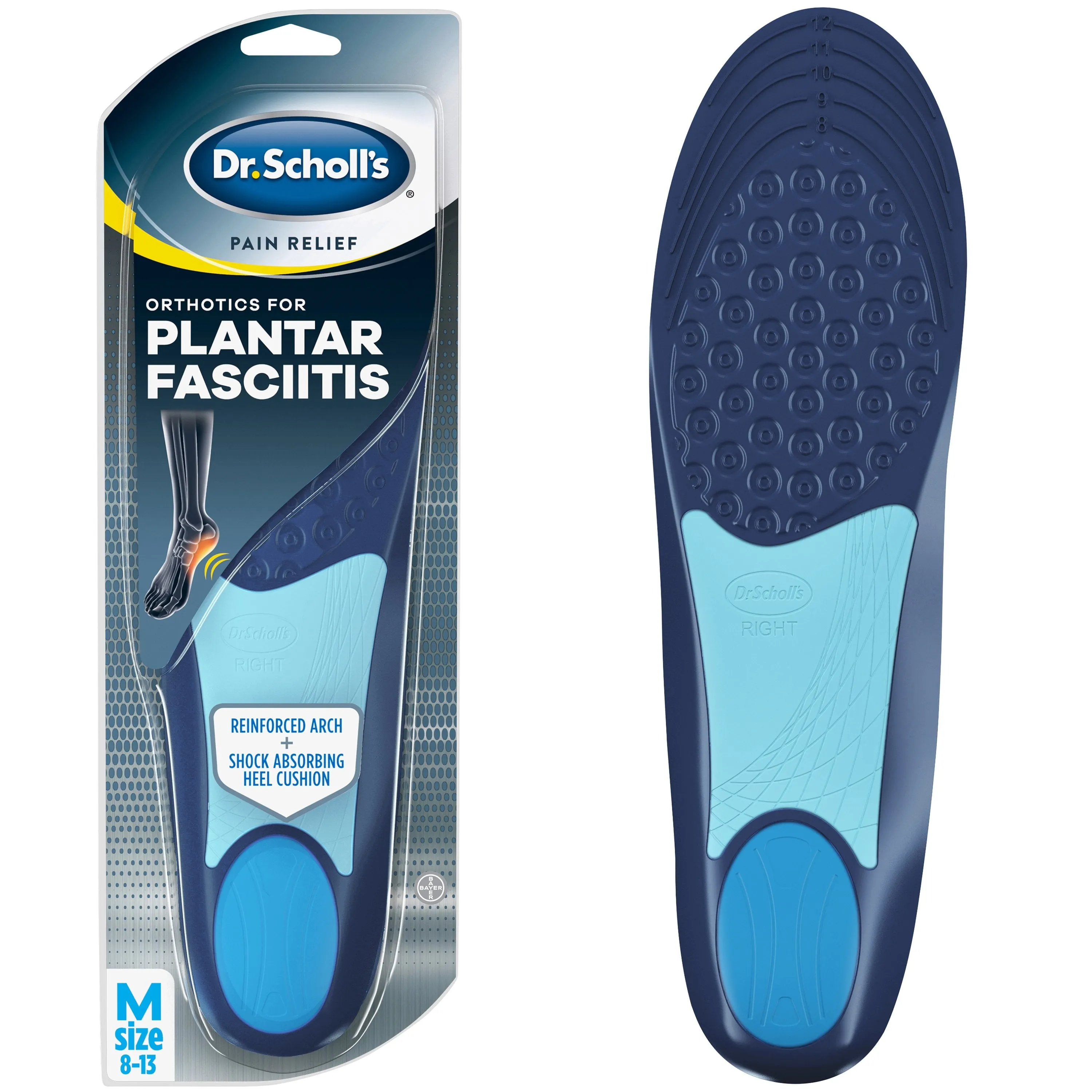 Dr. Scholl’s Plantar Fasciitis Pain Relief Orthotic Insoles, Men's (1 Pair, Sizes 8-13)