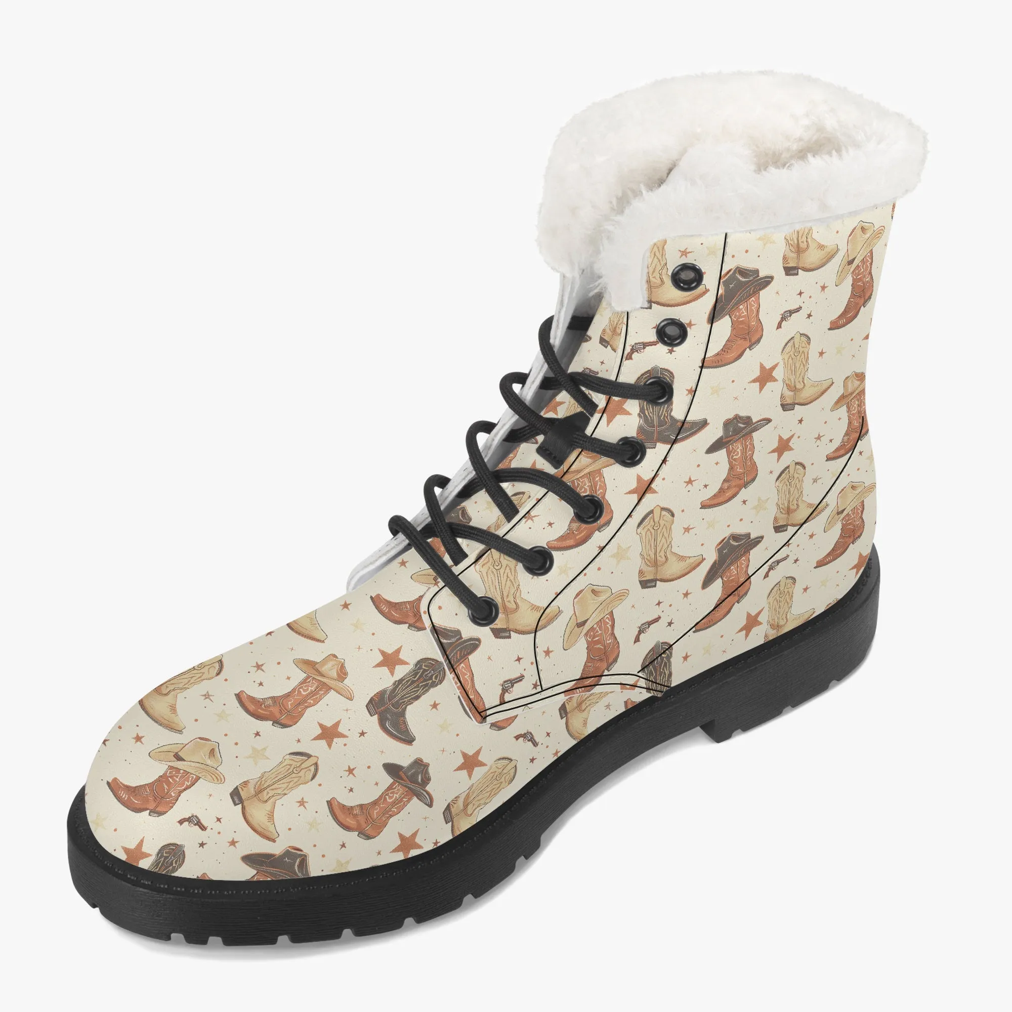 Faux Fur Leather Boots Country Boots 4
