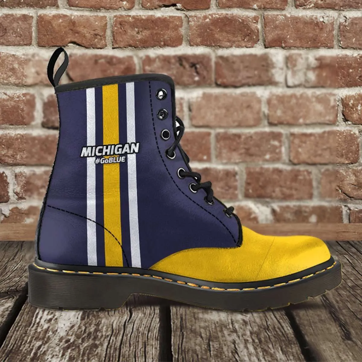 #GoBlue Michigan Faux Leather 7 eye Lace-up Boots