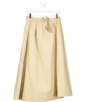 Maje Beige Long Studded Cotton Skirt UK 8
