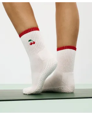 Move Active Crew Non Slip Grip Socks - Sweet Cherry