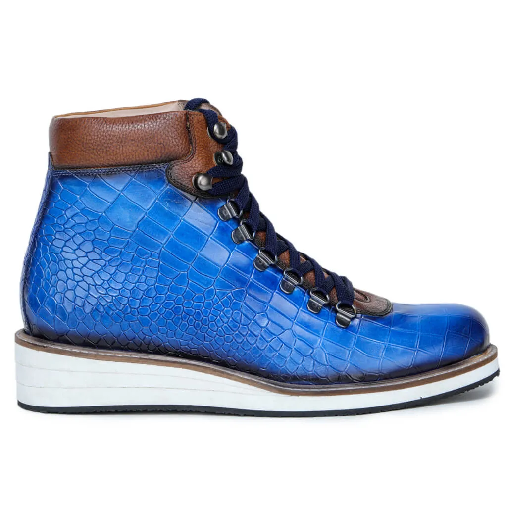 Noa Textured Hiker Style Laceup Boots – Blue