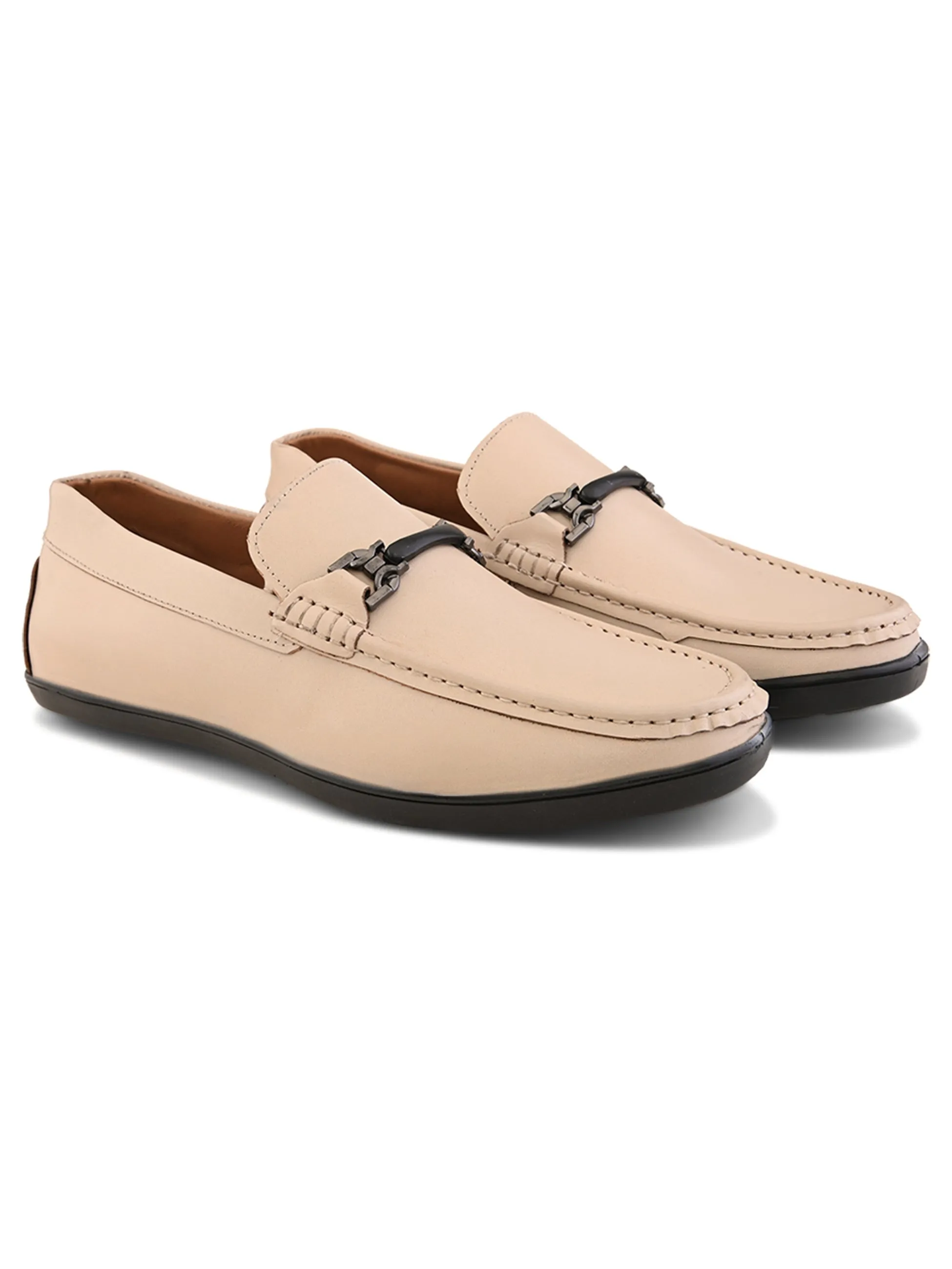 Pelle Albero Male's Beige Leather Casual Loafers