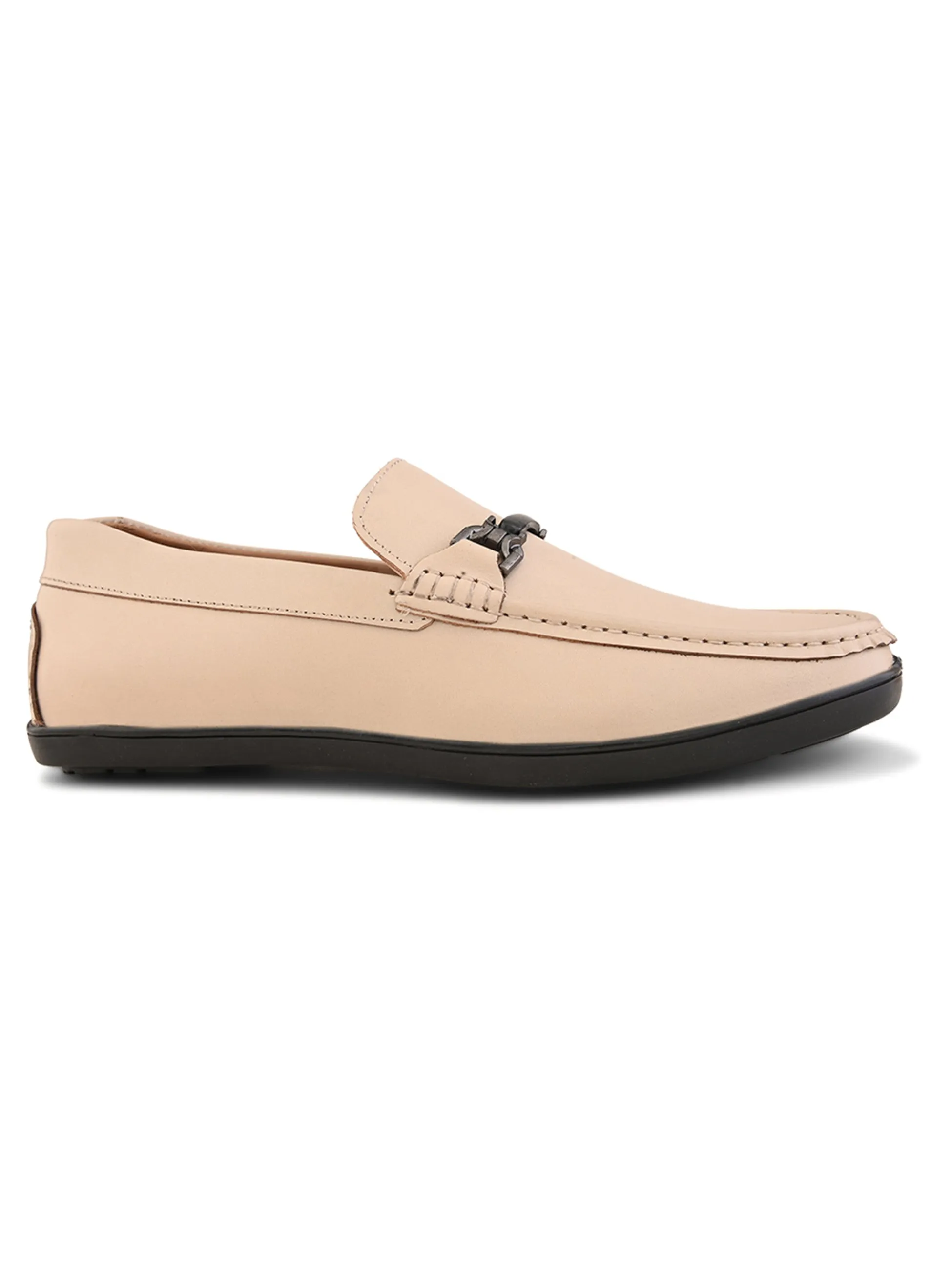 Pelle Albero Male's Beige Leather Casual Loafers