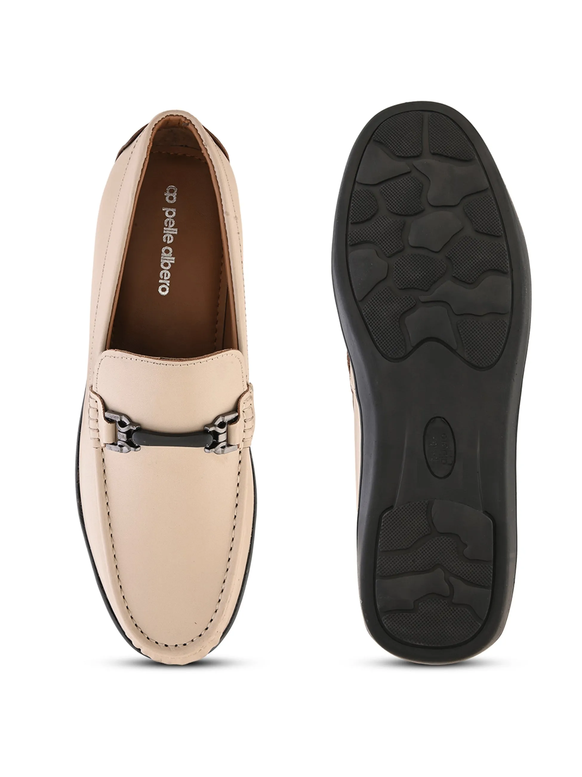 Pelle Albero Male's Beige Leather Casual Loafers