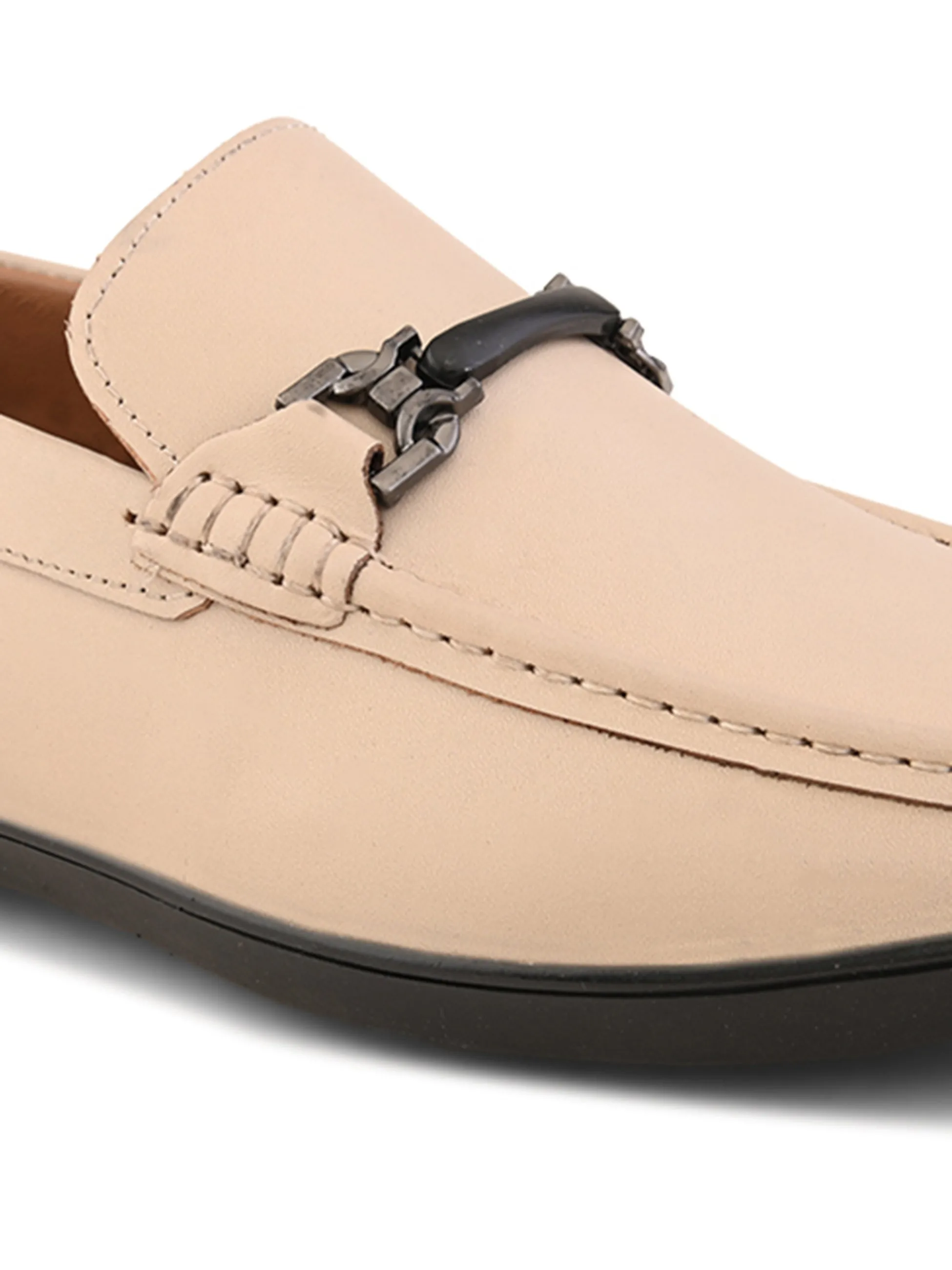 Pelle Albero Male's Beige Leather Casual Loafers