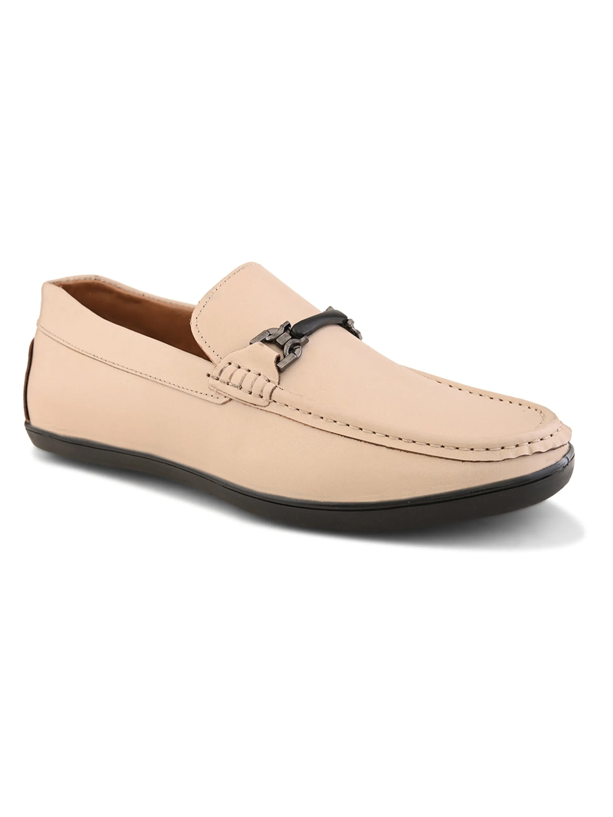 Pelle Albero Male's Beige Leather Casual Loafers