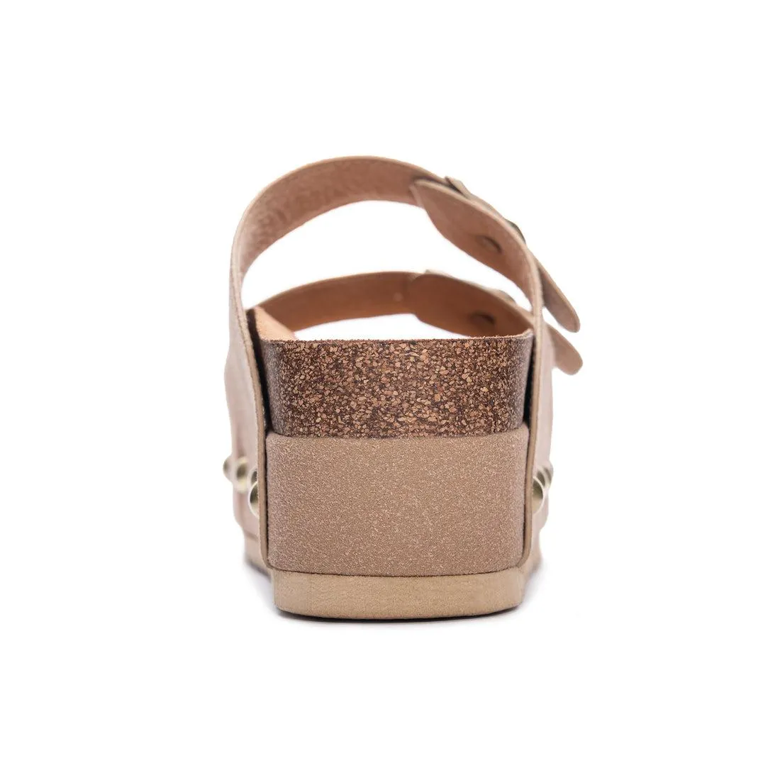 Pueblo Platform Cork Vegan Suede Buckle Sandals - Tan