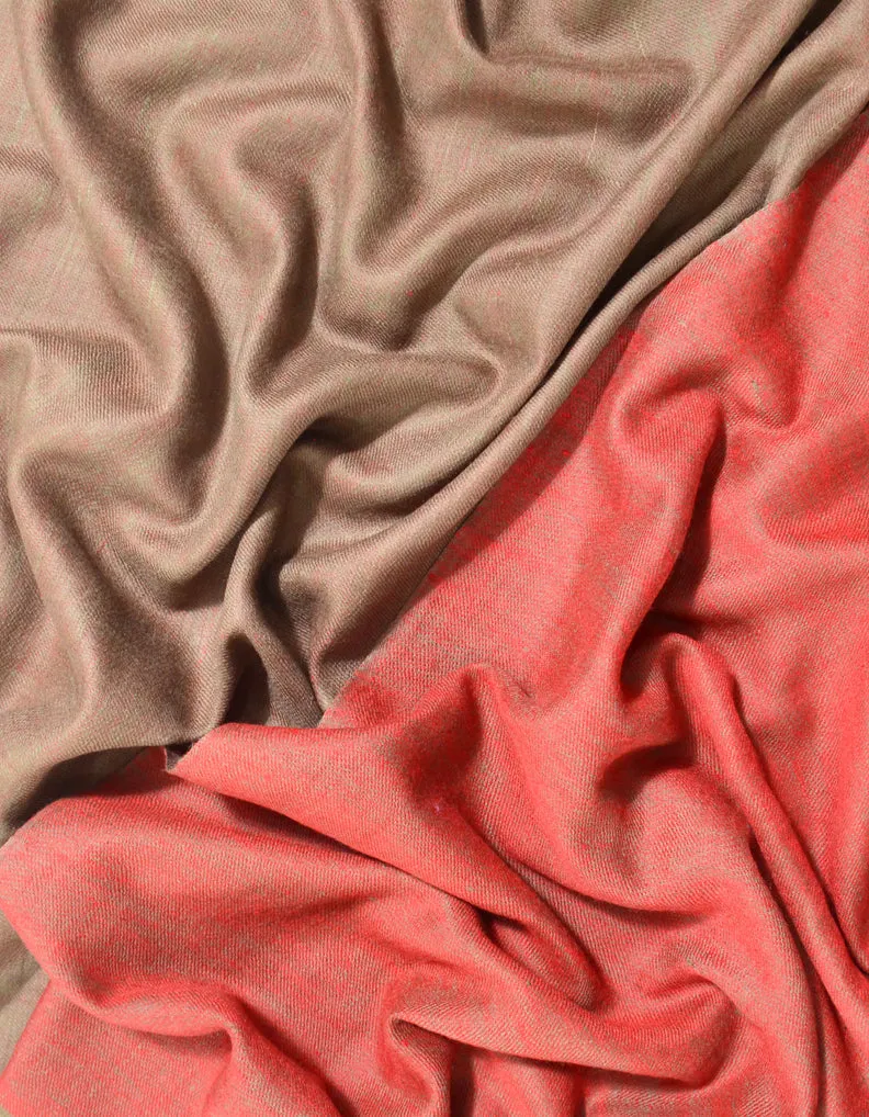 Reversible Pashmina Shawl Maroon & Natural 5220