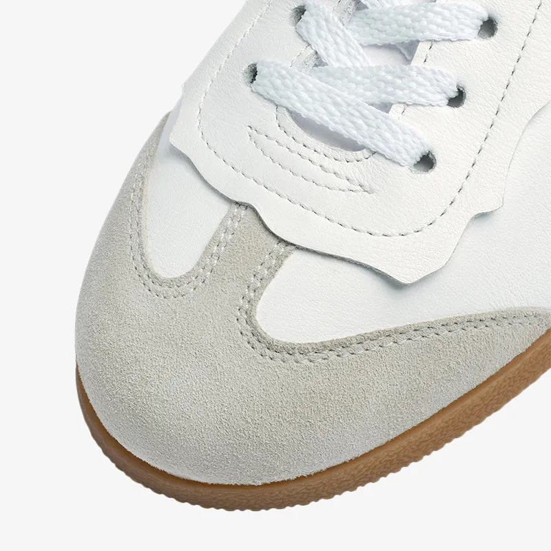 Stylish White Calf Leather Sneakers