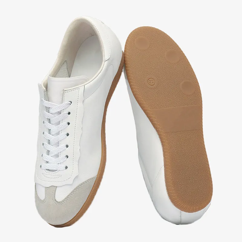 Stylish White Calf Leather Sneakers
