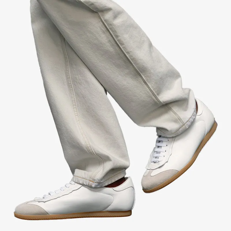 Stylish White Calf Leather Sneakers