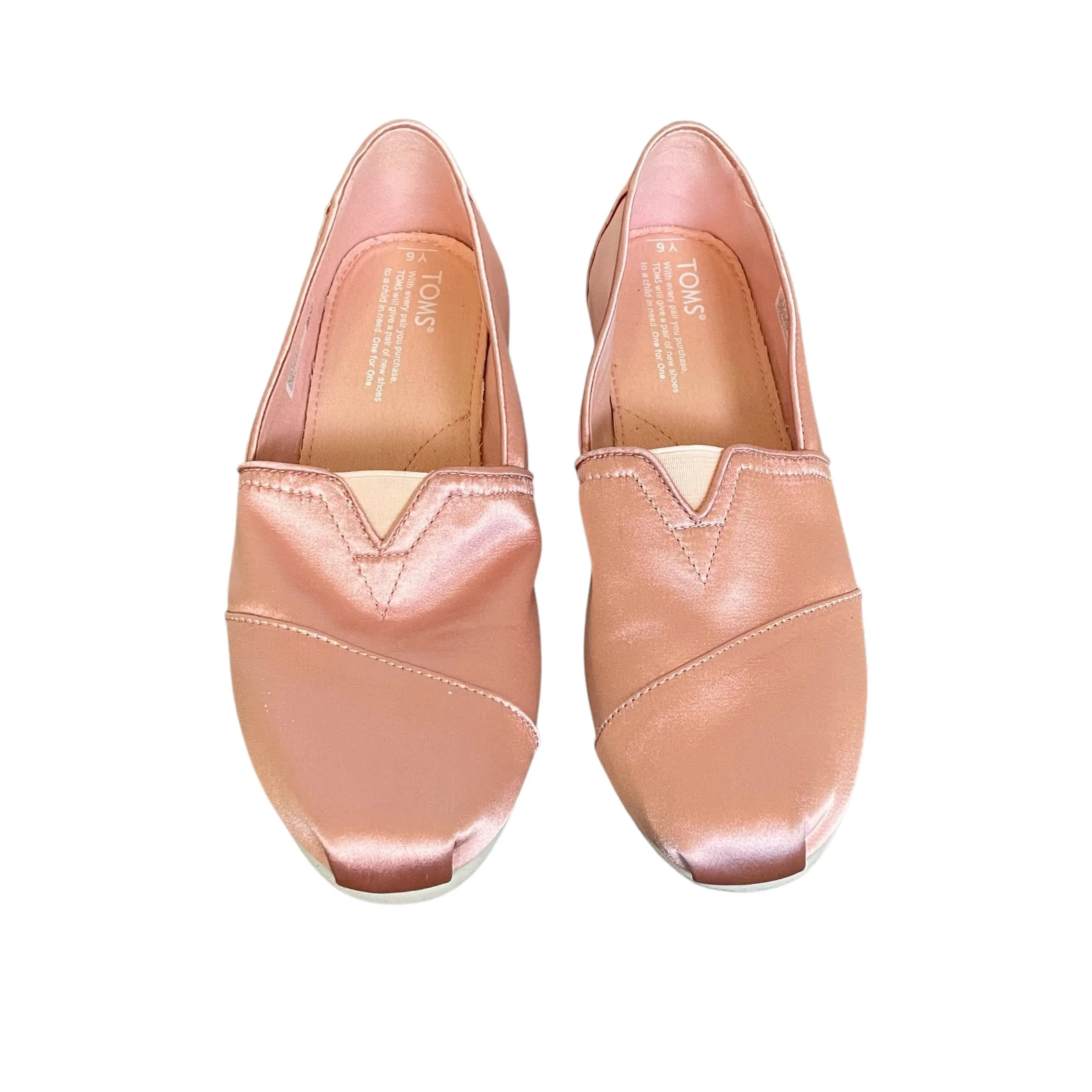 TOMS | Girl's Pink Satin Alpargata Slip On Shoes | Size: 6Y