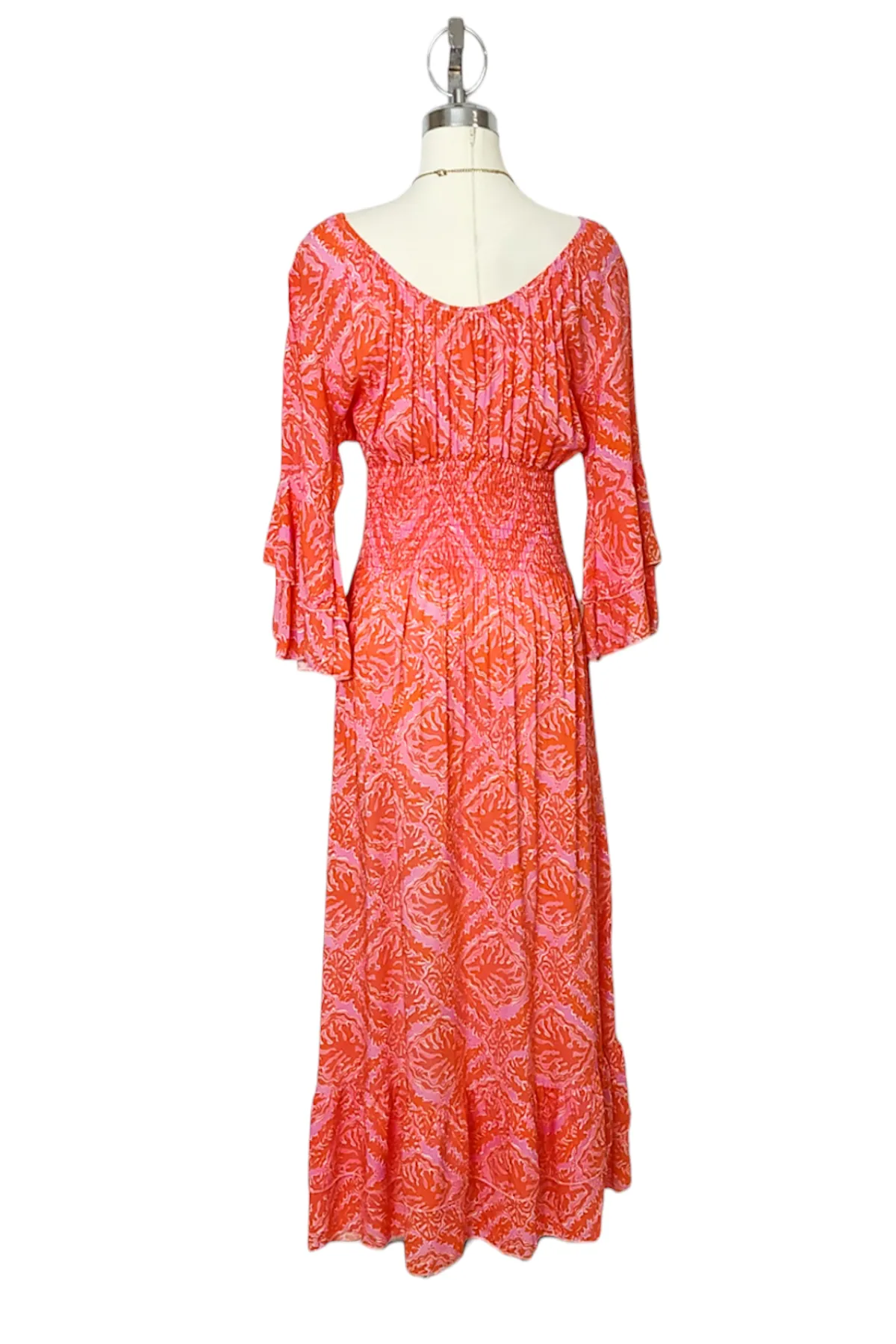 V-Neck Smocked Ruffle Dress