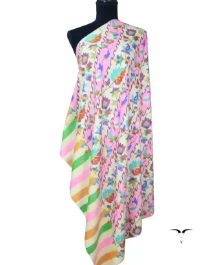 White & Pink Kani Pashmina Shawl 5076