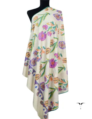 White Kani Pashmina With Floral Motifs 5428