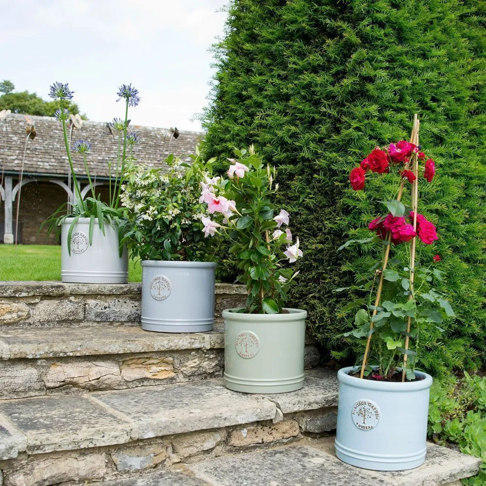 Woodlodge 38cm White / Cream Glazed Heritage Cylinder Pot